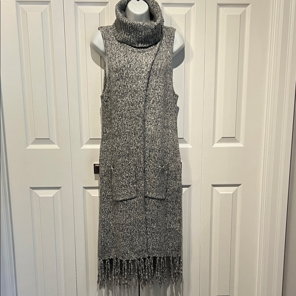 Yest Heathered Grey Sleeveless‎ Pullover Cotton Blend Long Sweater Vest Size 4